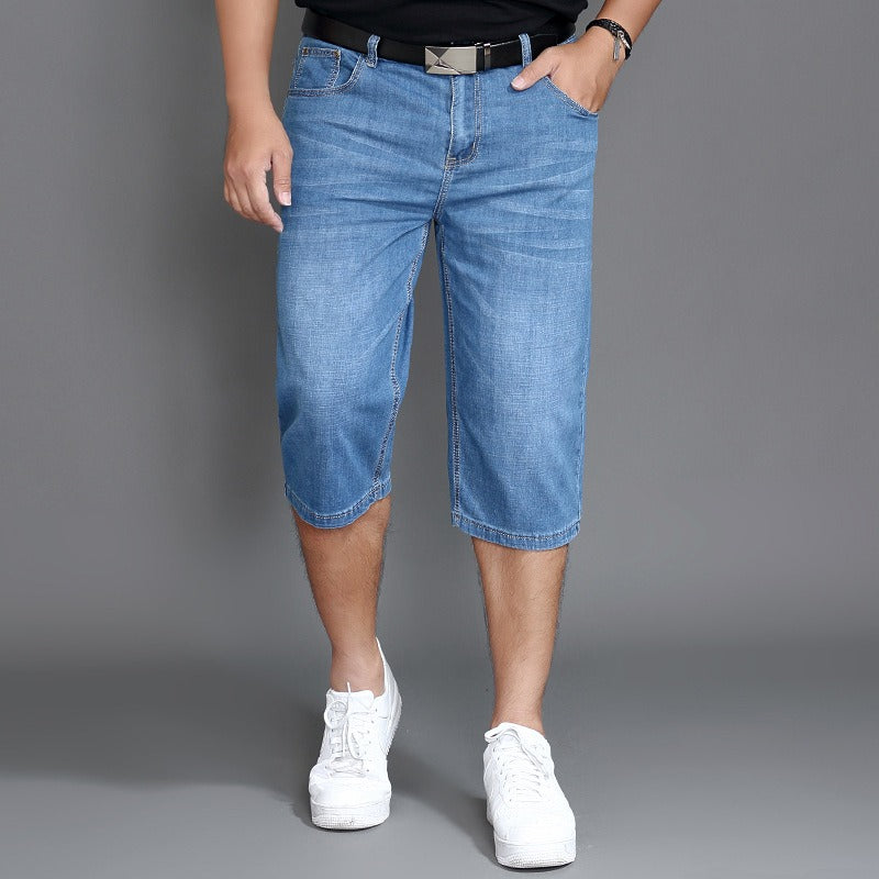 Oversized Denim Shorts,  Loose Fitting High Waisted Stretch Jeans