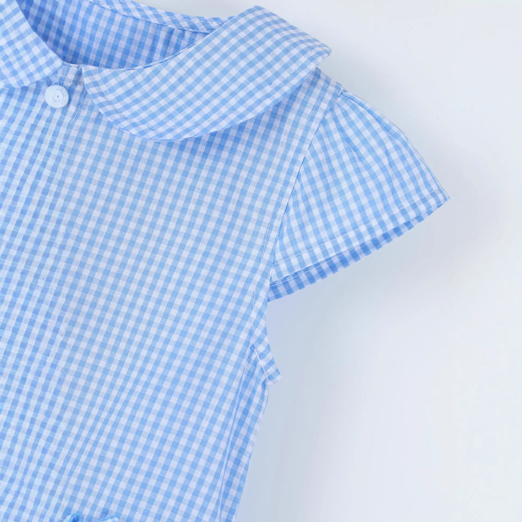 short-sleeve woven cotton dress for kids