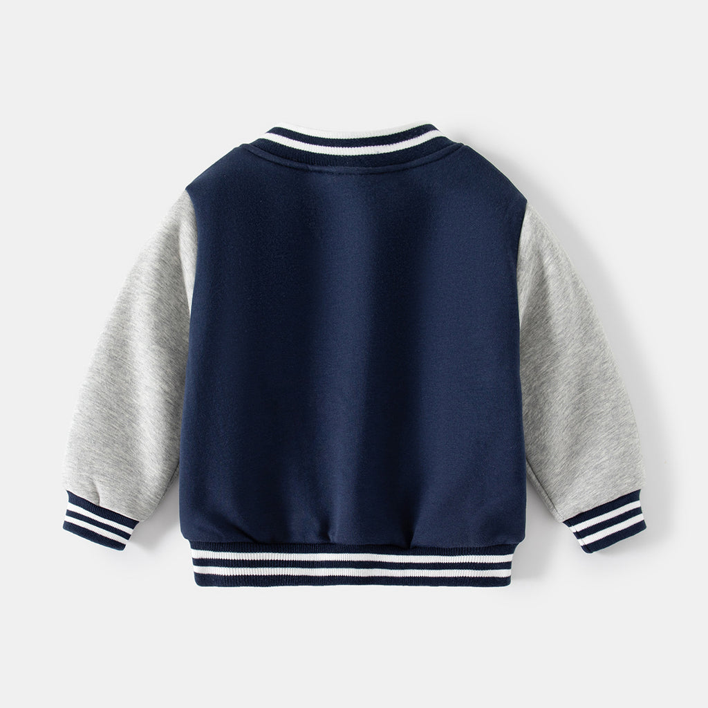 Boy's Fleece Baseball Jacket Casual Long Sleeve