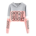 Women Letter Crop Top Hoodie