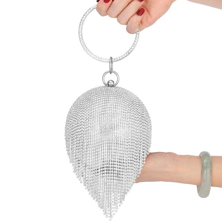 New Dinner Bag European and American Women's Handbag Round Tassel Banquet Handbag Dress Evening Bag