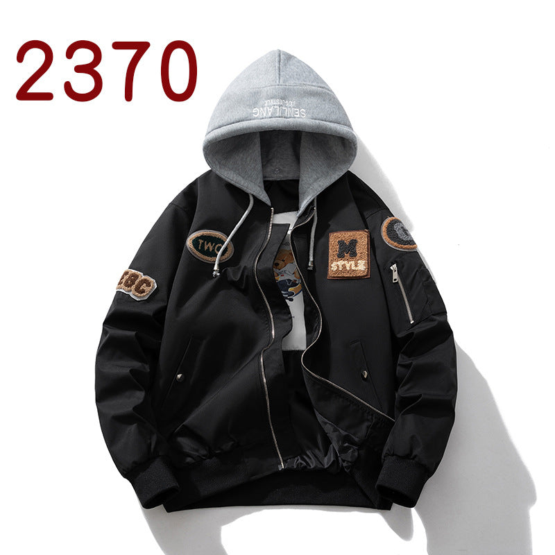 Women Towel Fleece Embroidery Padded Hooded Thick Flight Jacket