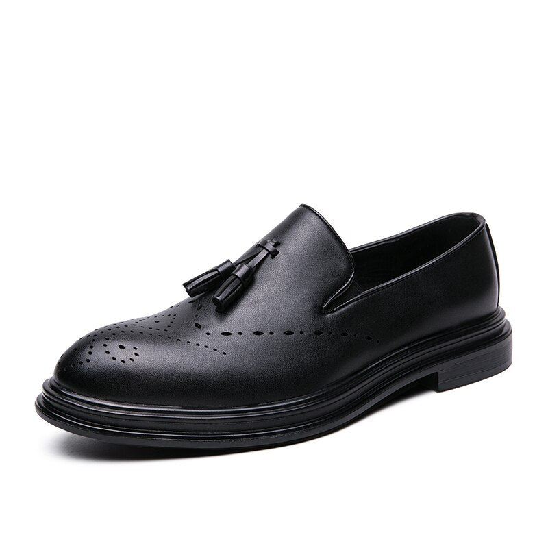 Genuine Leather Brogue Shoes Man Business Casual Leather Oxford Shoes