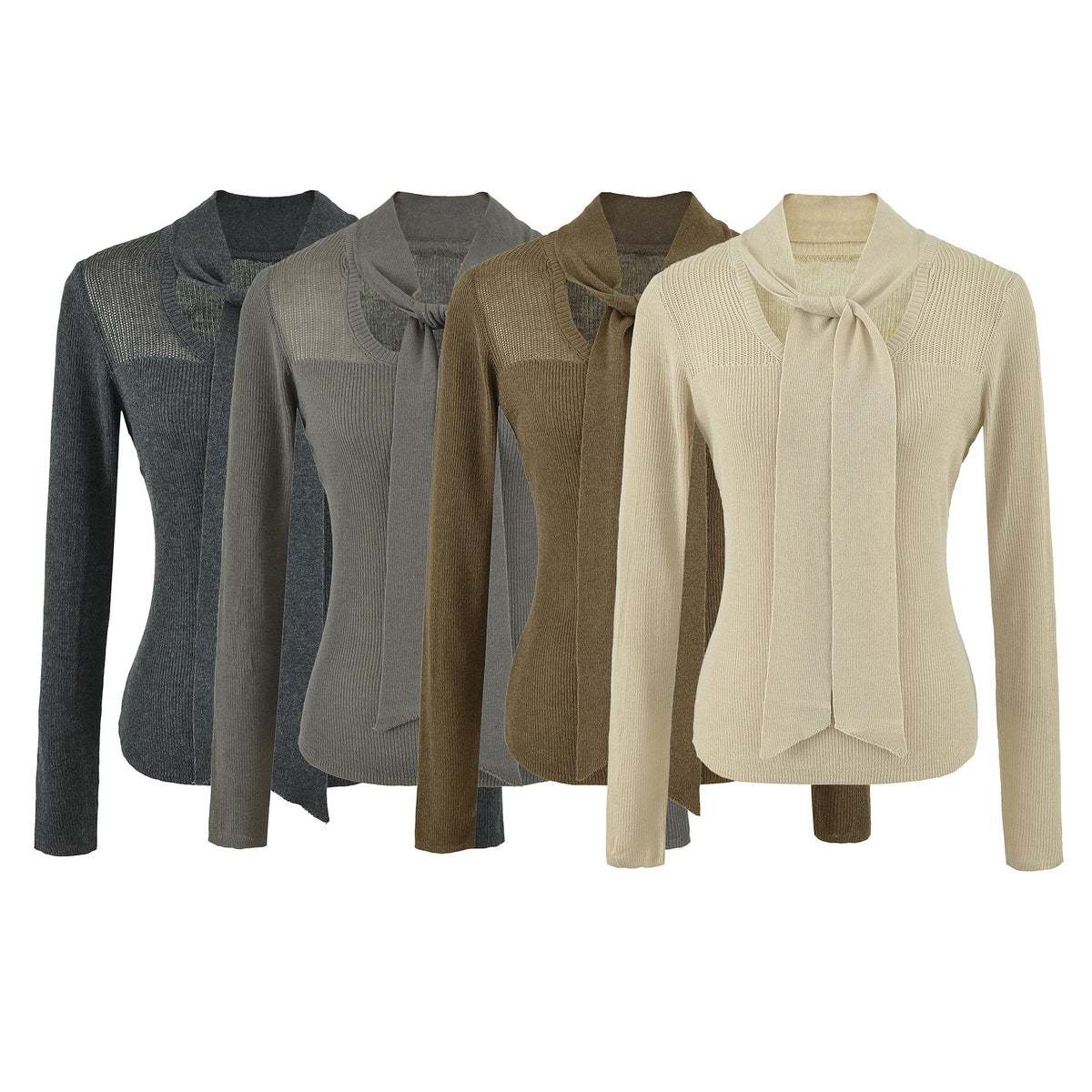 Wool Blend Knit Top Long Sleeve Layering Sweater
