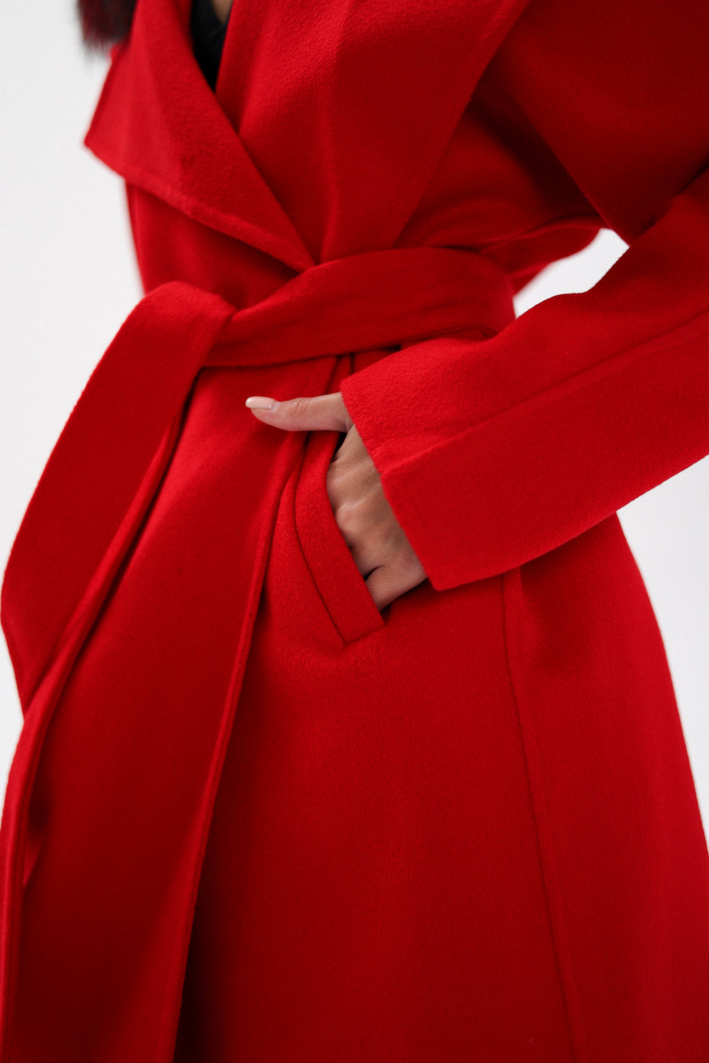 Saga®Furs Silver Fox Wool Alpaca Wraparound Coat in Red