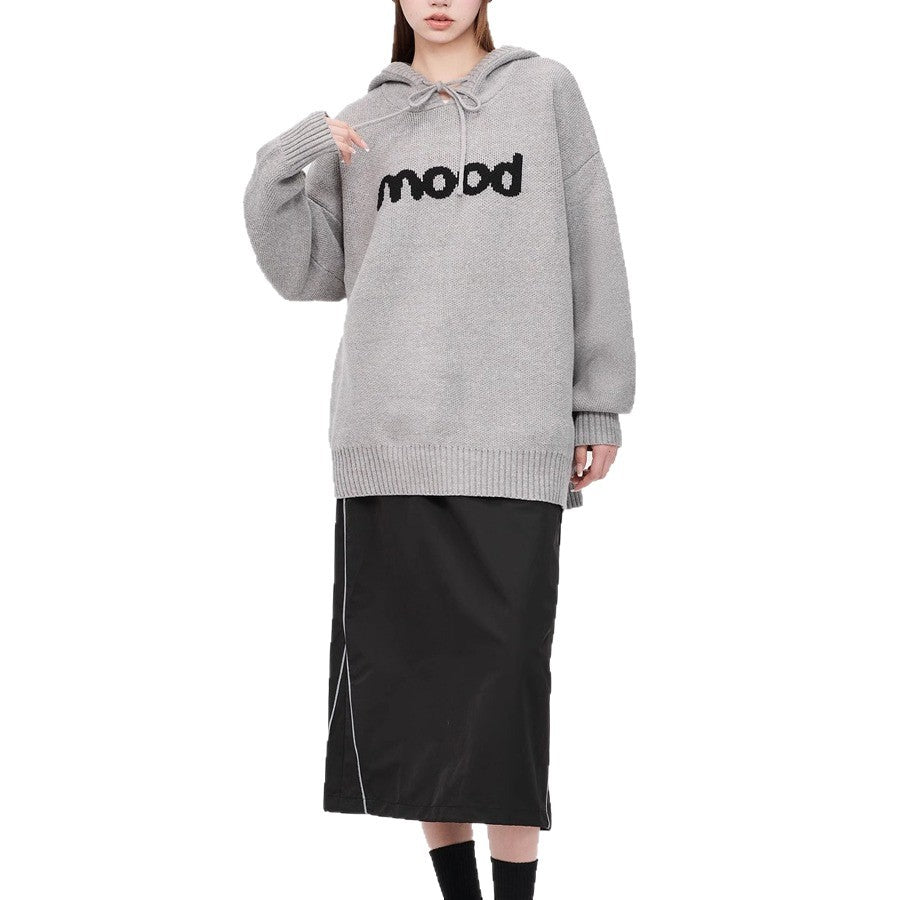 Unisex Jacquard Letter Long Sleeve Hood Sweater