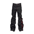 Embroidered Red and Black Flared Jeans for Men