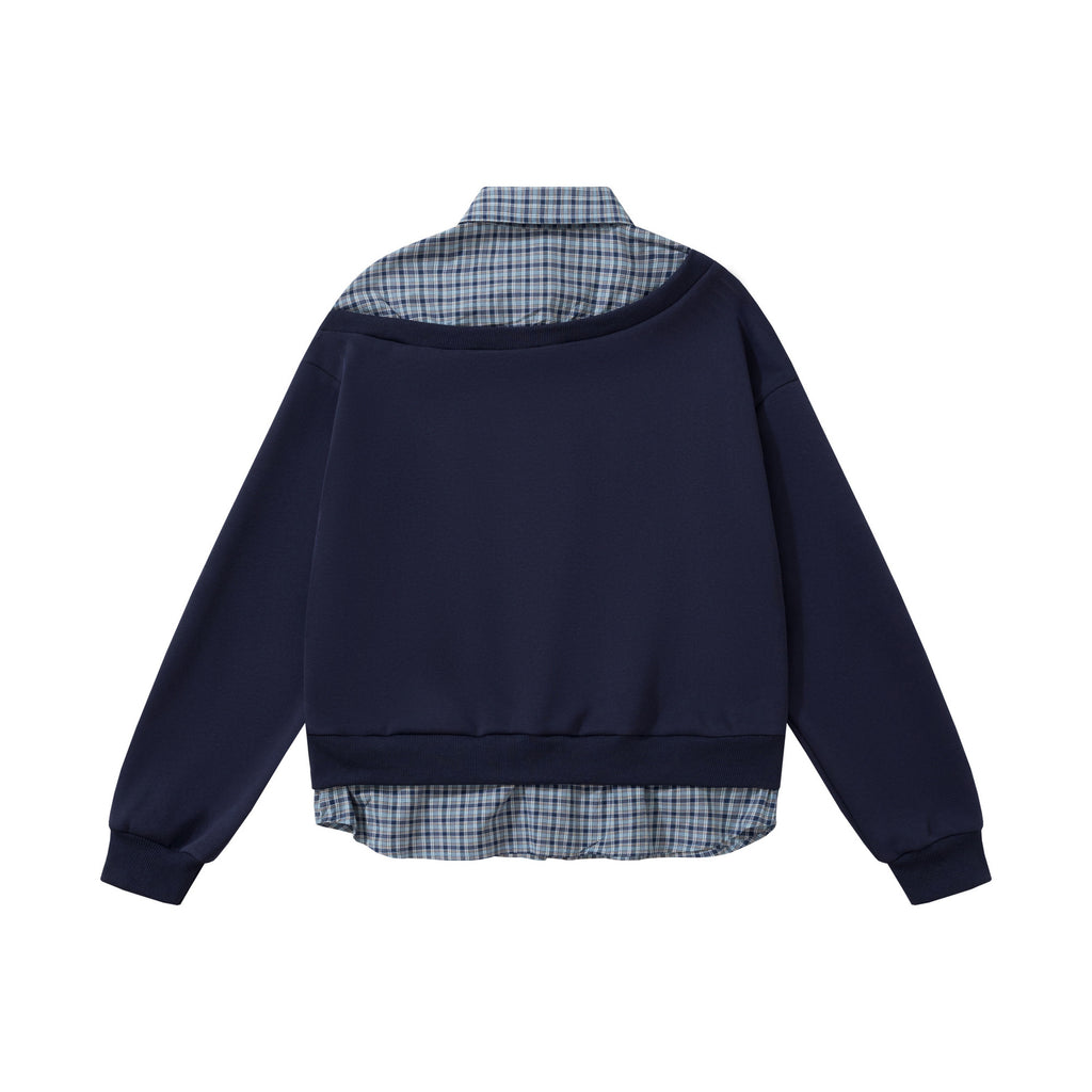 Retro  embroidery fake two hoodies for women