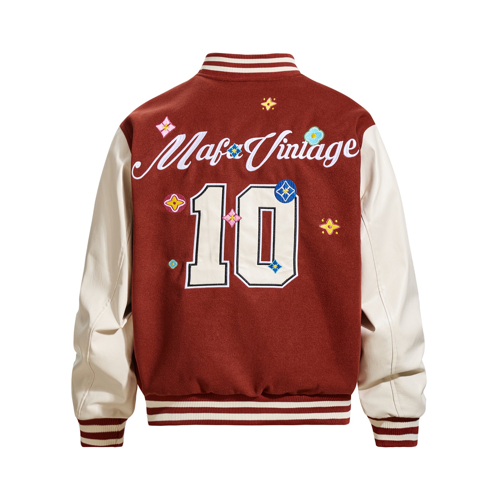 Heavy Embroidered Lettering Color-Blocked Jacket for Men and Women,