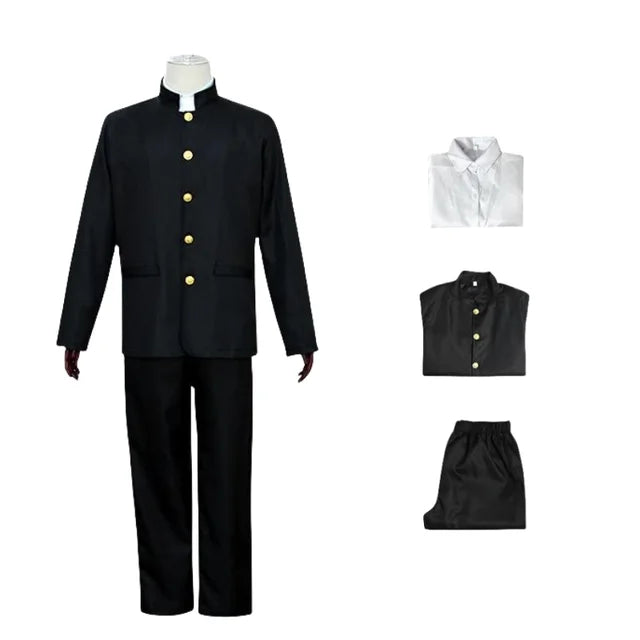 Men Daily Casual black Gakuran Suits Coat Pants School Uniform