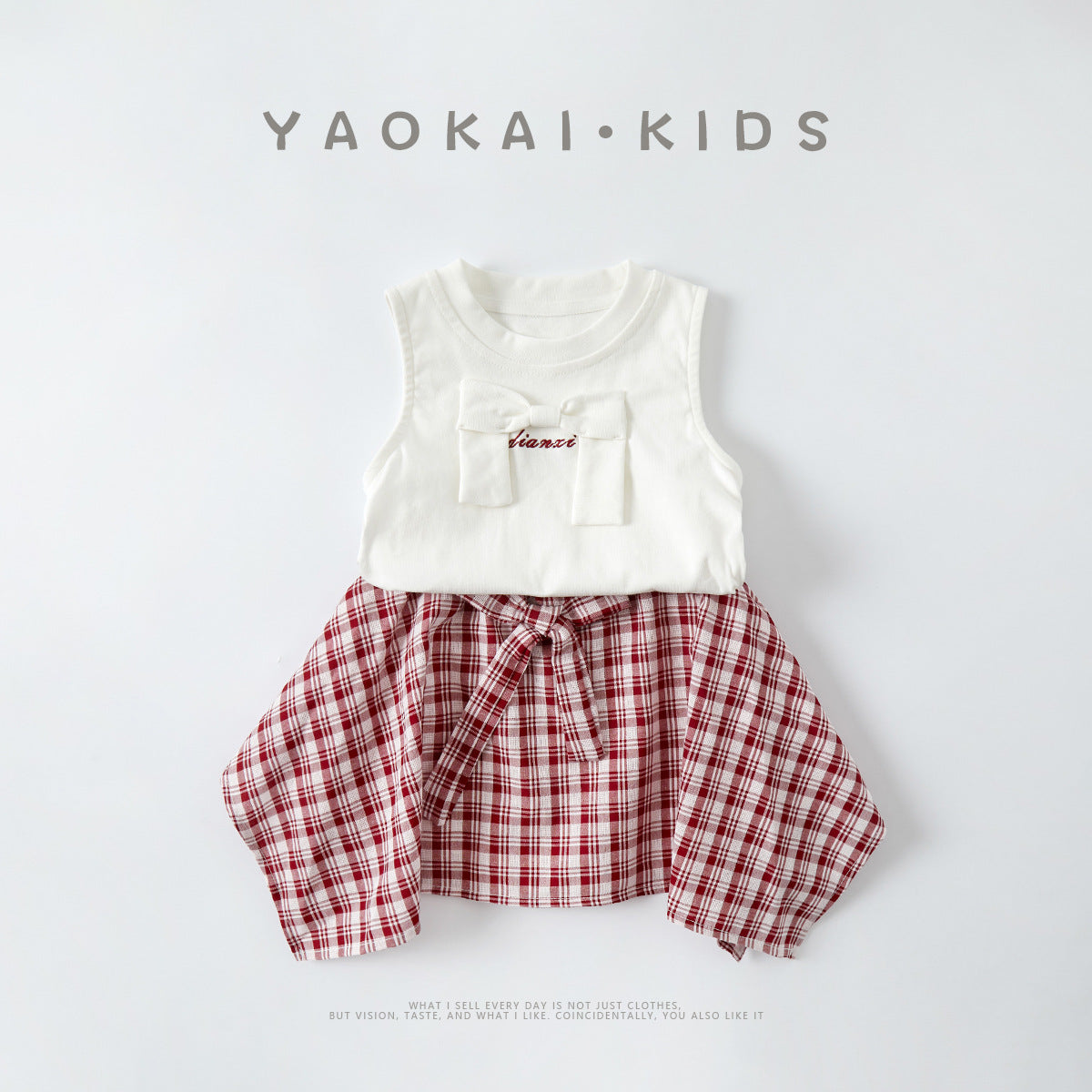 Checkered Dress with Tank Top,