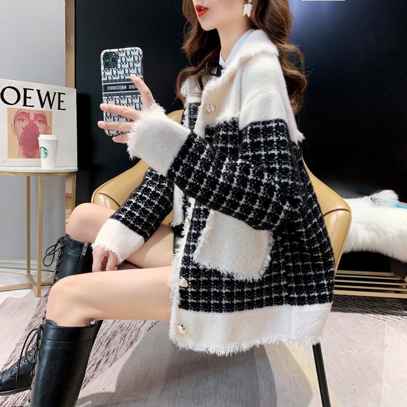 Faux Mink Wool Thickened Loose Women Cardigan Sweater Jacket