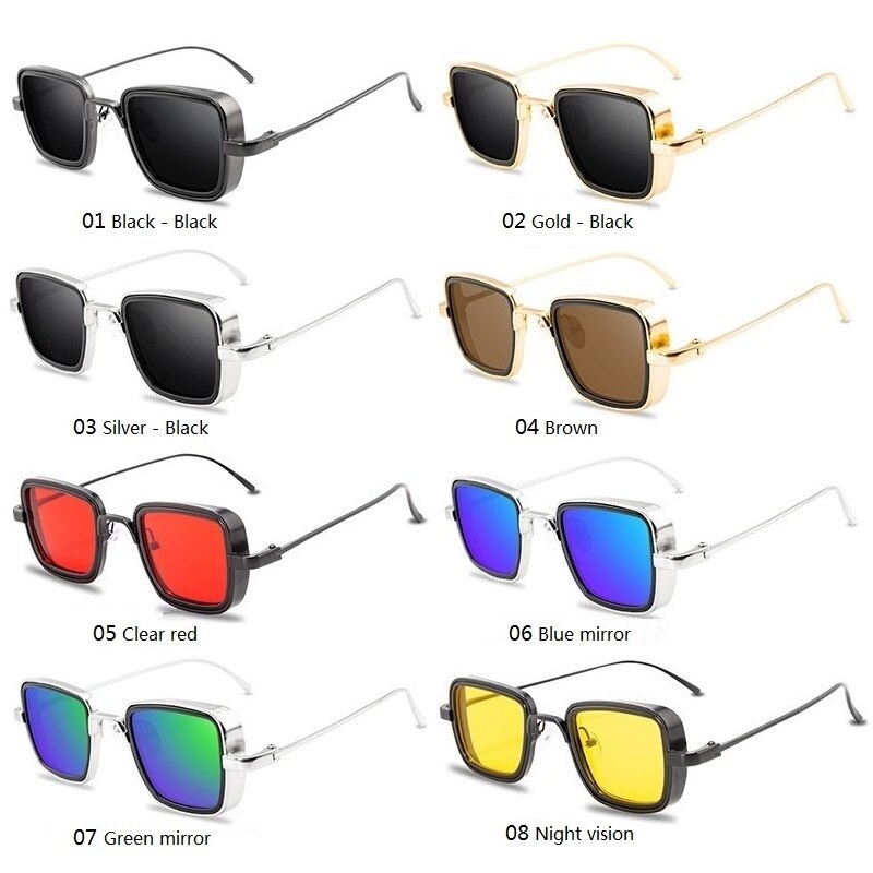 New Vintage Steampunk Sunglasses Men Women Retro Metal Square