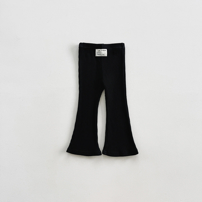 Flared Pants Solid Color Stretchy Bottoms