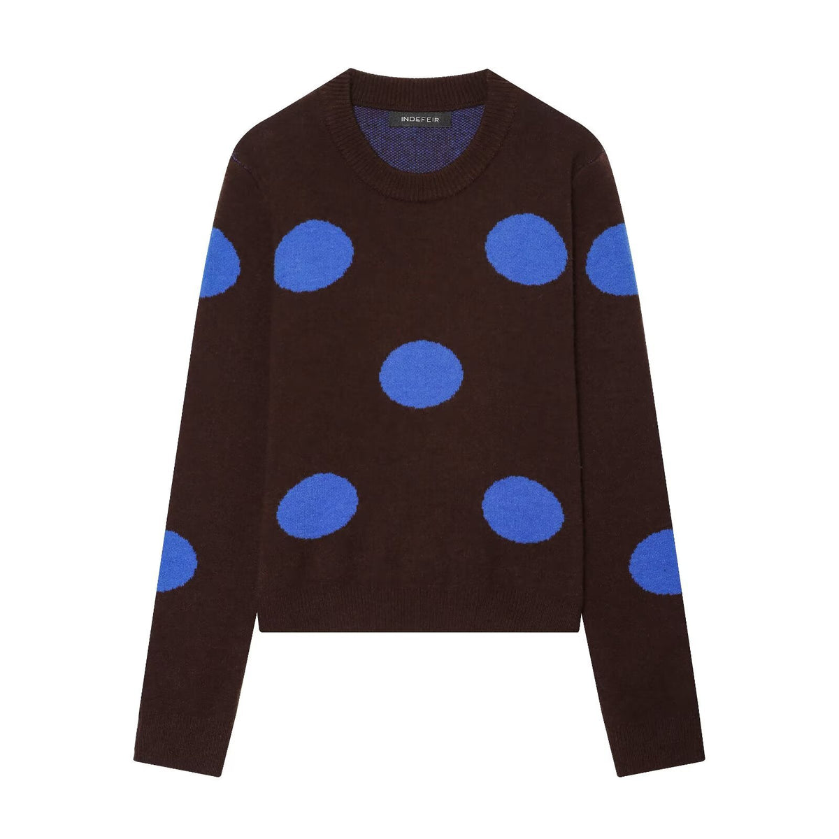 Polka dot long sleeved round neck sweater for women