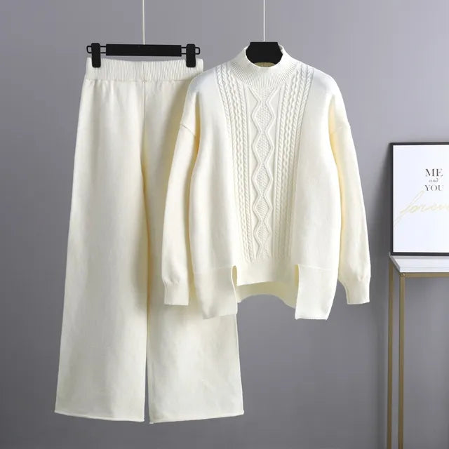 Wide Leg Pant Suits Female Set 2/Two Piece Sets