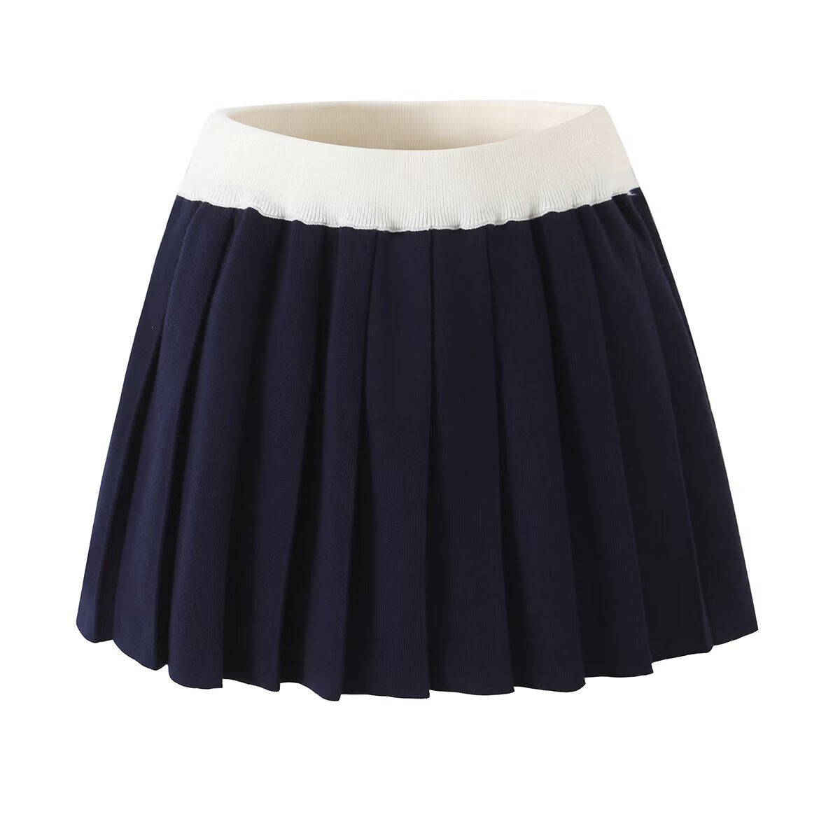 Wool Knit Top,  Pleated Mini Skirt Set