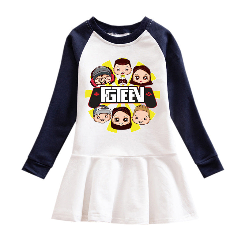 Cartoon hoodie girl dress