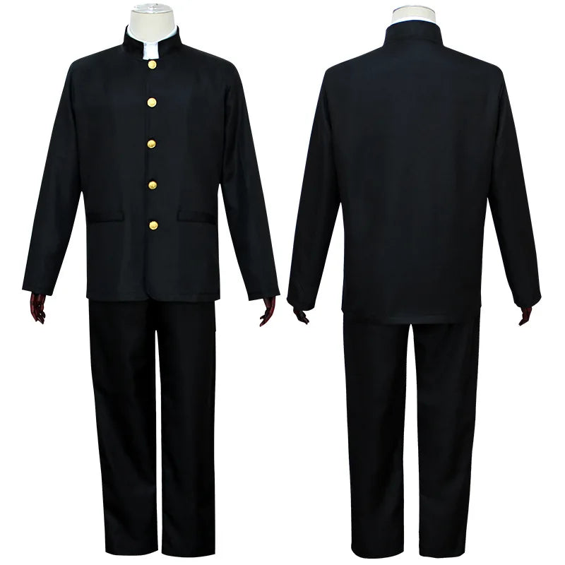 Men Daily Casual black Gakuran Suits Coat Pants School Uniform