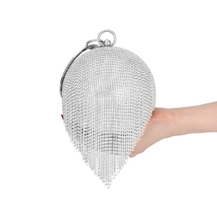 New Dinner Bag European and American Women's Handbag Round Tassel Banquet Handbag Dress Evening Bag