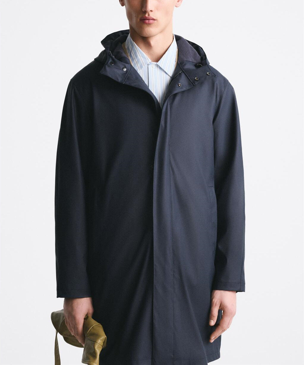 Men's Faux Leather Hooded Windbreaker Coat