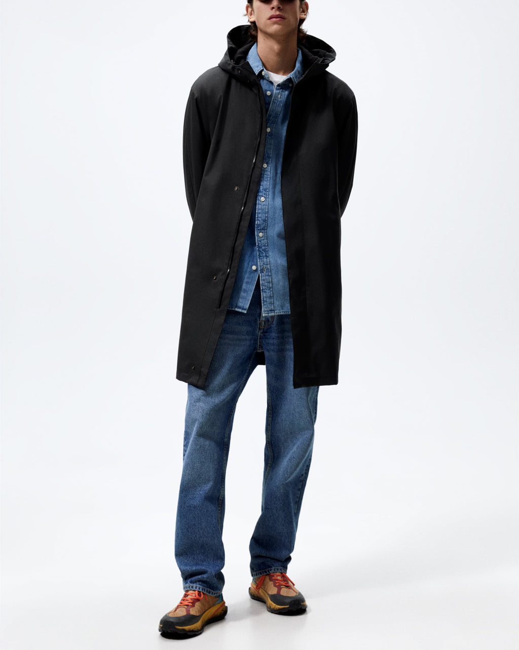 Men's Faux Leather Hooded Windbreaker Coat