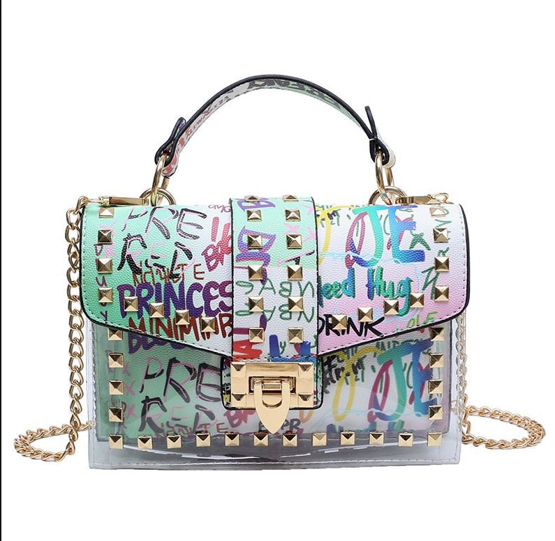 New chains rivet elegant women handbag