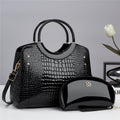 Snake patterned mother and child bag shiny leather  bag