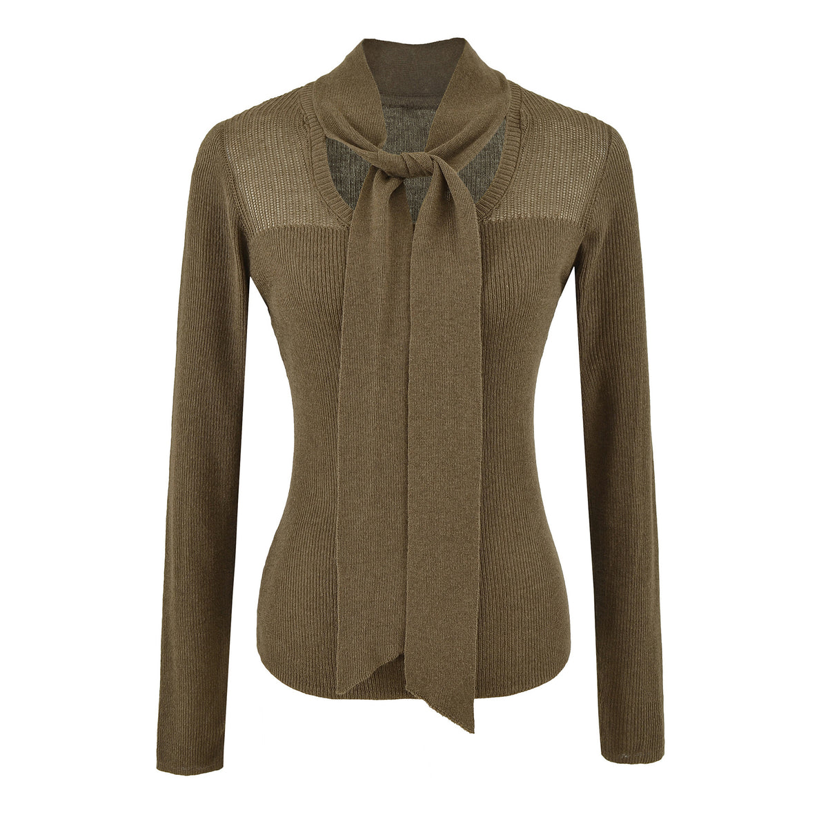 Wool Blend Knit Top Long Sleeve Layering Sweater