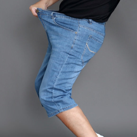 Oversized Denim Shorts,  Loose Fitting High Waisted Stretch Jeans