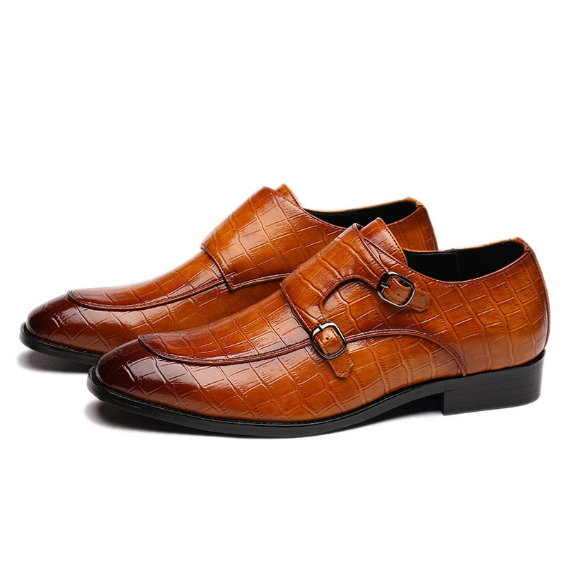Classic Crocodile Pattern Business Flat Shoes, Men Designer