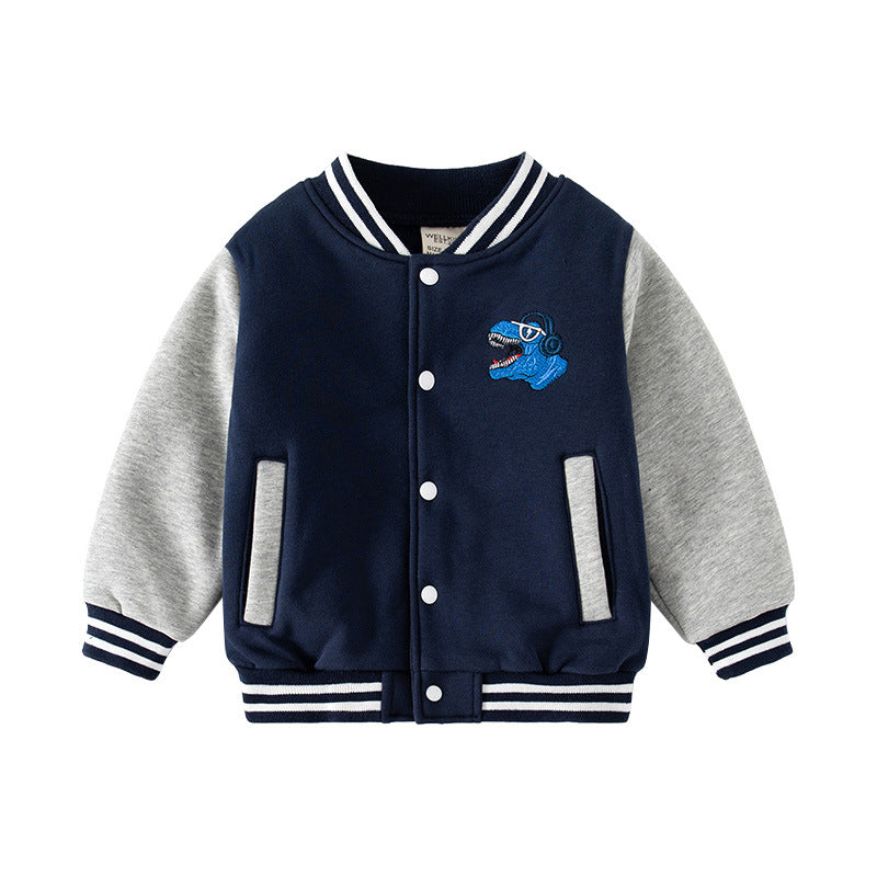 Boy's Fleece Baseball Jacket Casual Long Sleeve