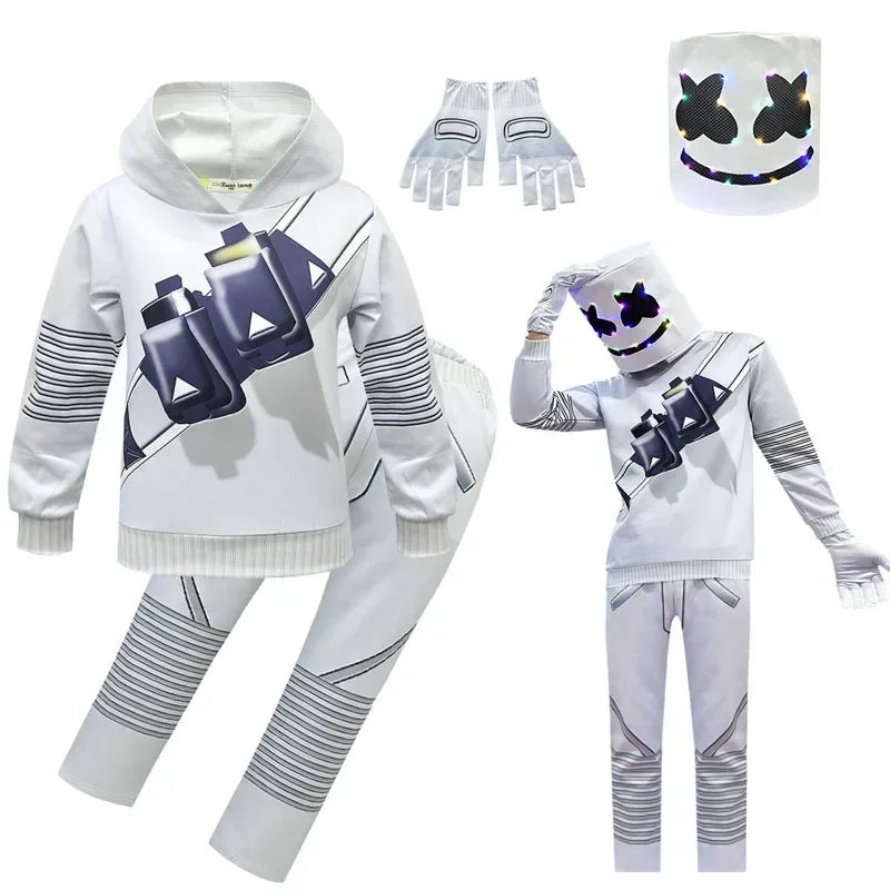 DJ Marshmello Costumes Jumpsuits Kids Clown Cosplay Clothes