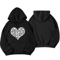 Women Heart Print Drop Shoulder Sleeve Hoodie