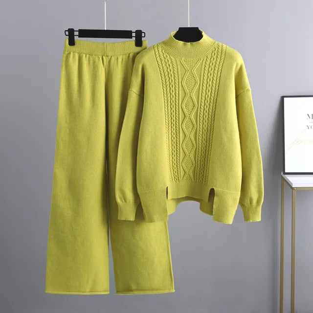 Wide Leg Pant Suits Female Set 2/Two Piece Sets