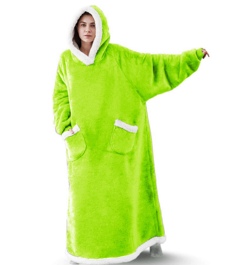 Super Long Flannel Blanket with Sleeves Women Men Pullover Fleece