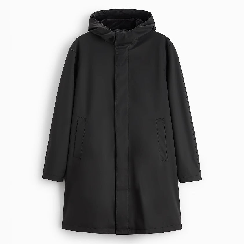 Men's Faux Leather Hooded Windbreaker Coat