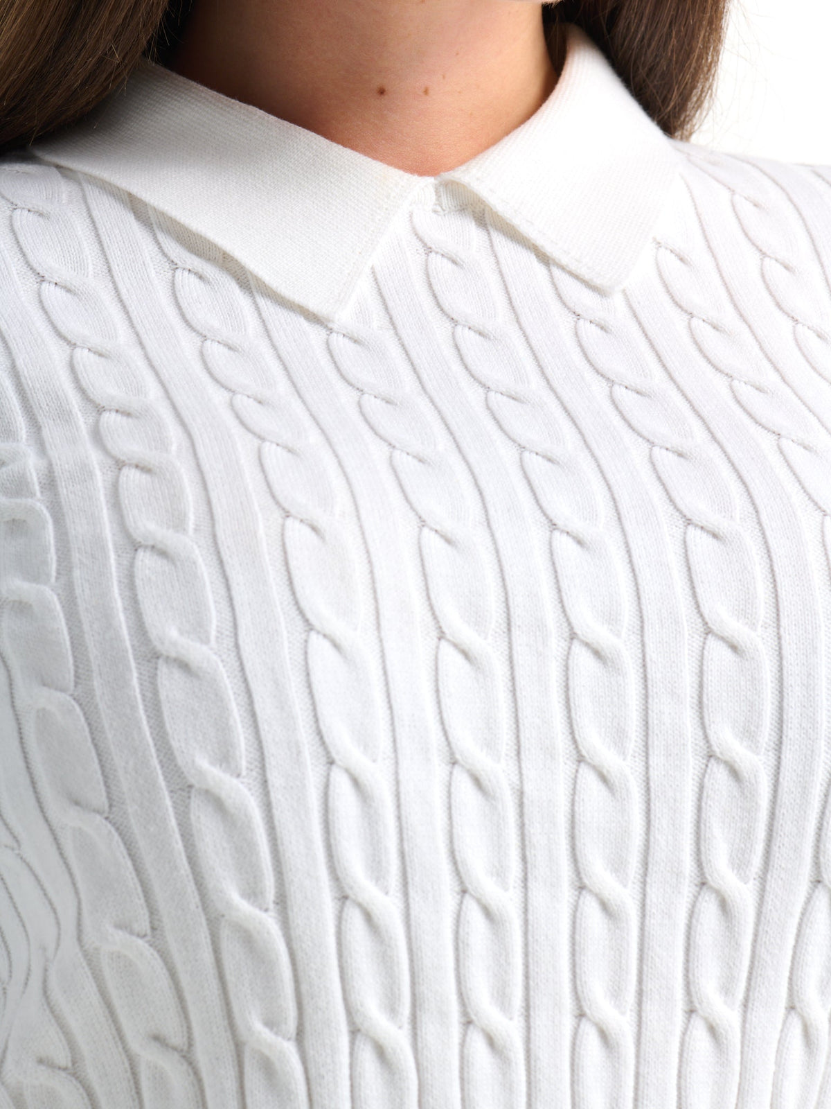 Collared Cable Sweater - Cream