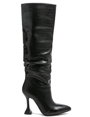 Croc Knee High Black Boots