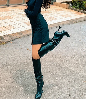 Croc Knee High Black Boots