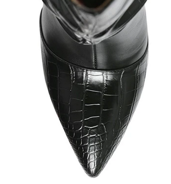 Croc Knee High Black Boots