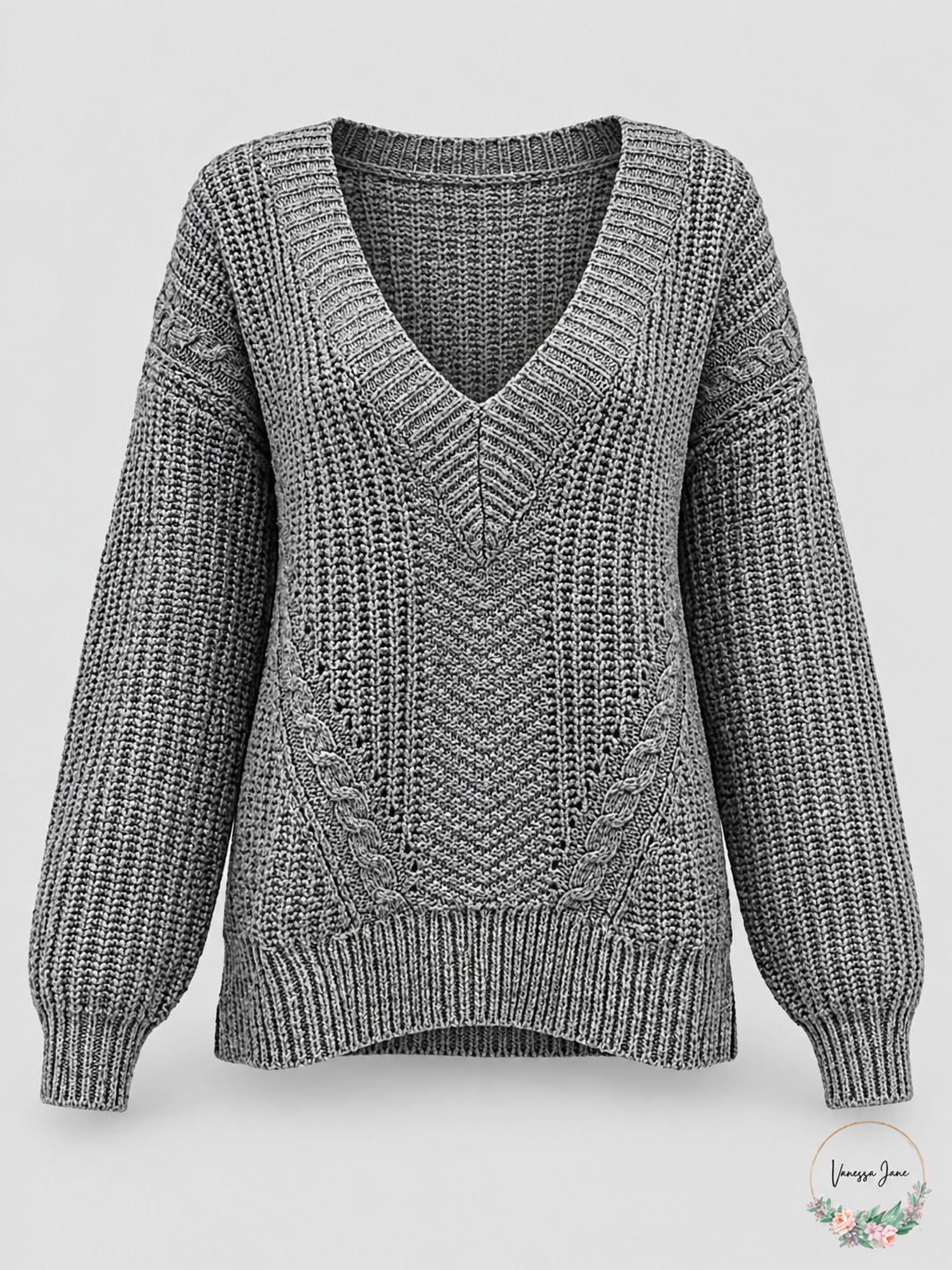 UGG Women's Alva Gray Deep V-Neck Sweater, Small