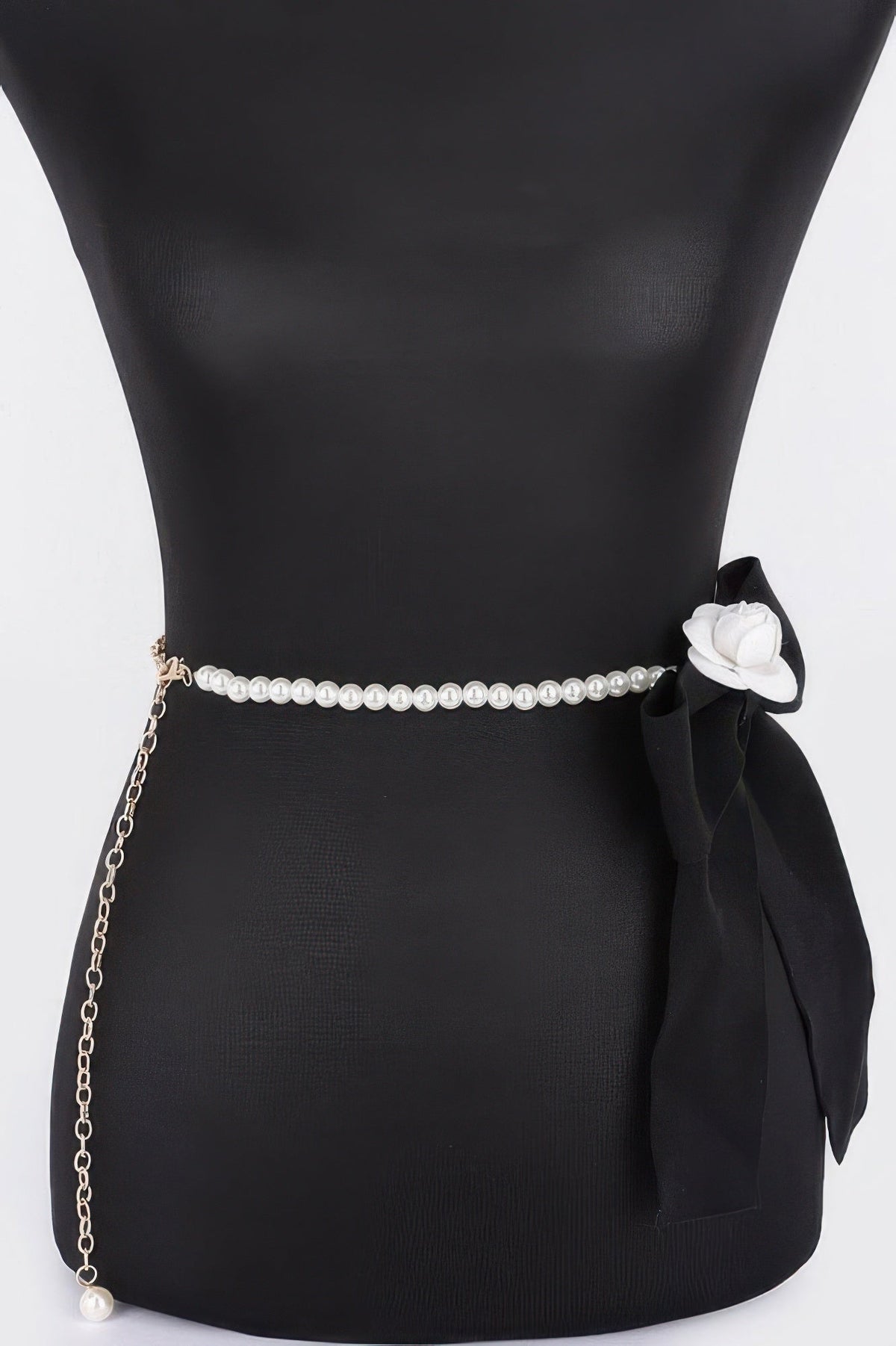 Flower Ribbon Faux Pearl Belt