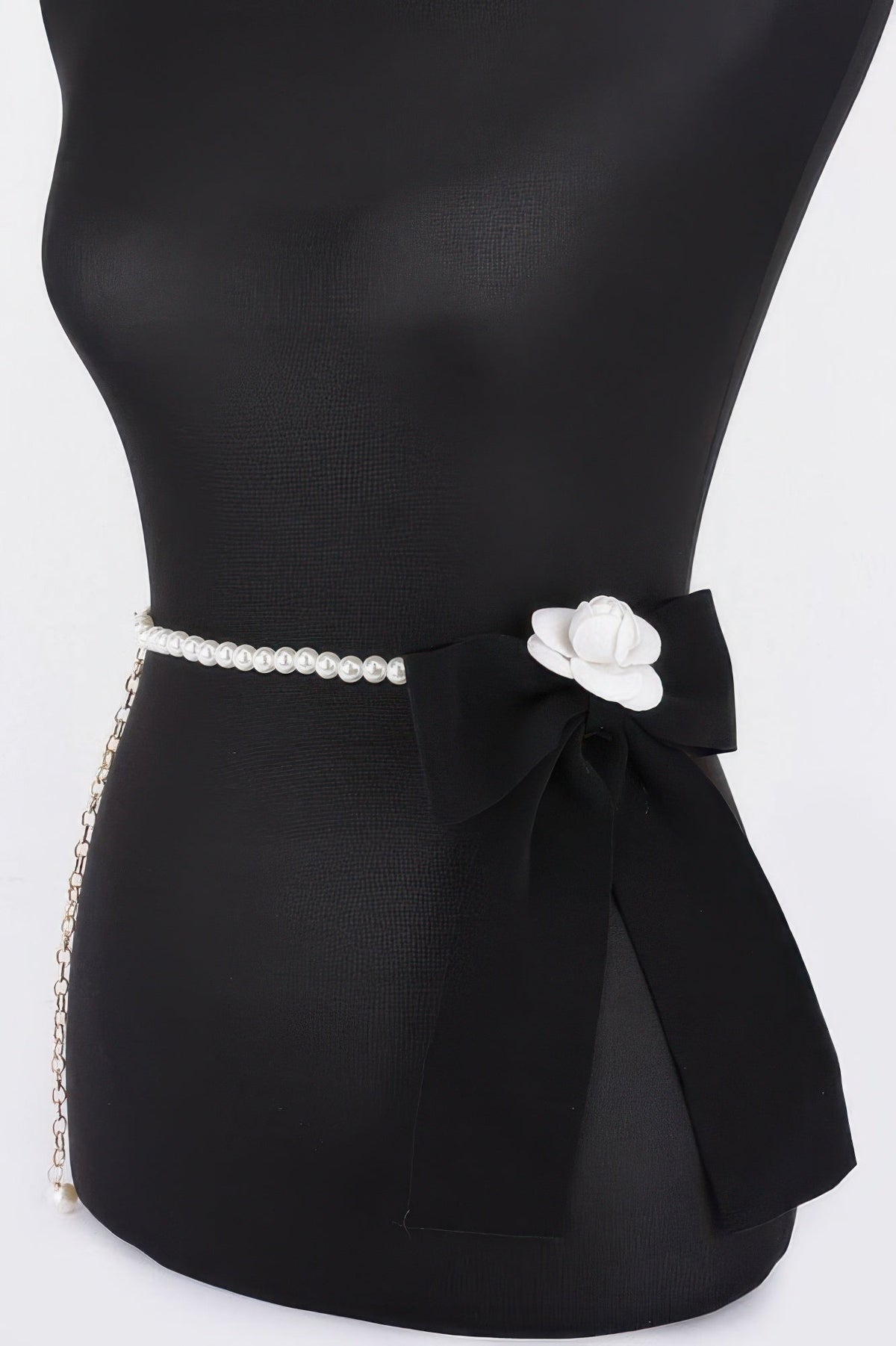 Flower Ribbon Faux Pearl Belt