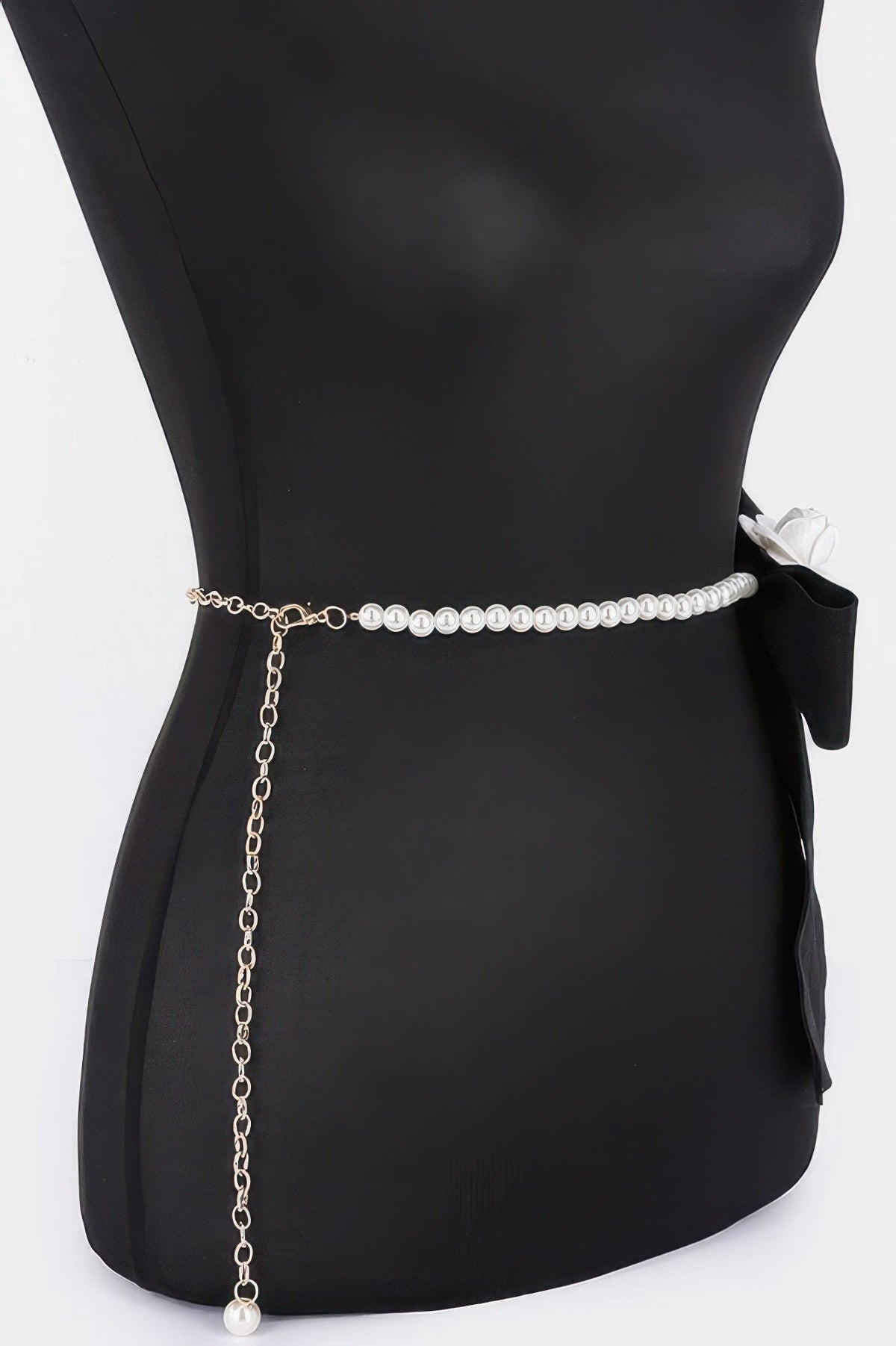 Flower Ribbon Faux Pearl Belt