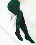 Black Striped Tights 70 Denier - Hunter Green