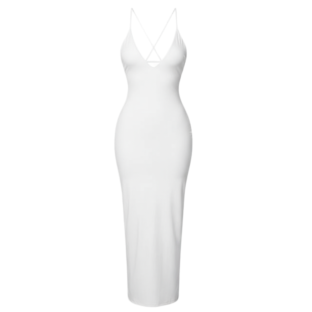 Form Fitting Maxi Dress - White